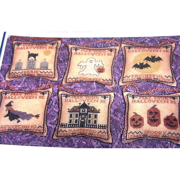 Halloween Cross Stitch Pattern Set Of 6 Ornaments By Blue Ribbon Designs - Picture 1 of 3